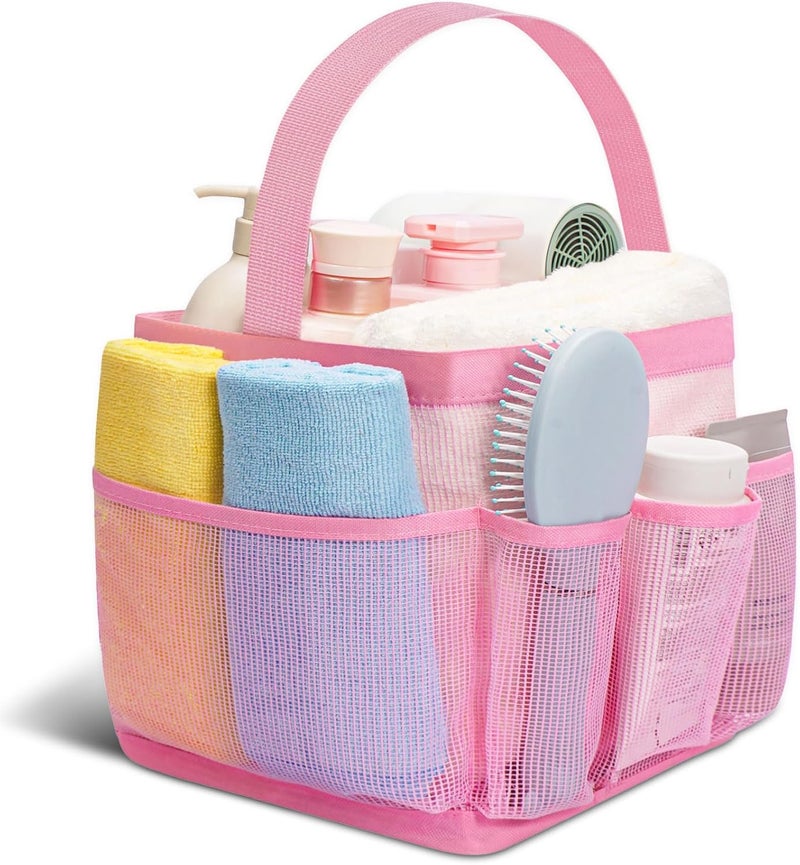 Asisnt Camping Essentials Shower Caddy Portable for College Dorm Room Essentials for Girls with 8 Pockets,Large-Capacity Shower Caddy Dorm Basket,Quick Dry Bath Bag for Bathroom,Gym,Travel,Swim,Beach-Pink - Image 1